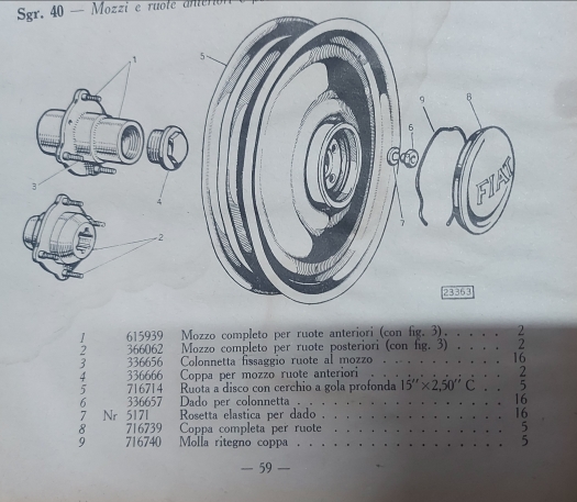 Radnabe Hinten Fiat Topolino 500 B